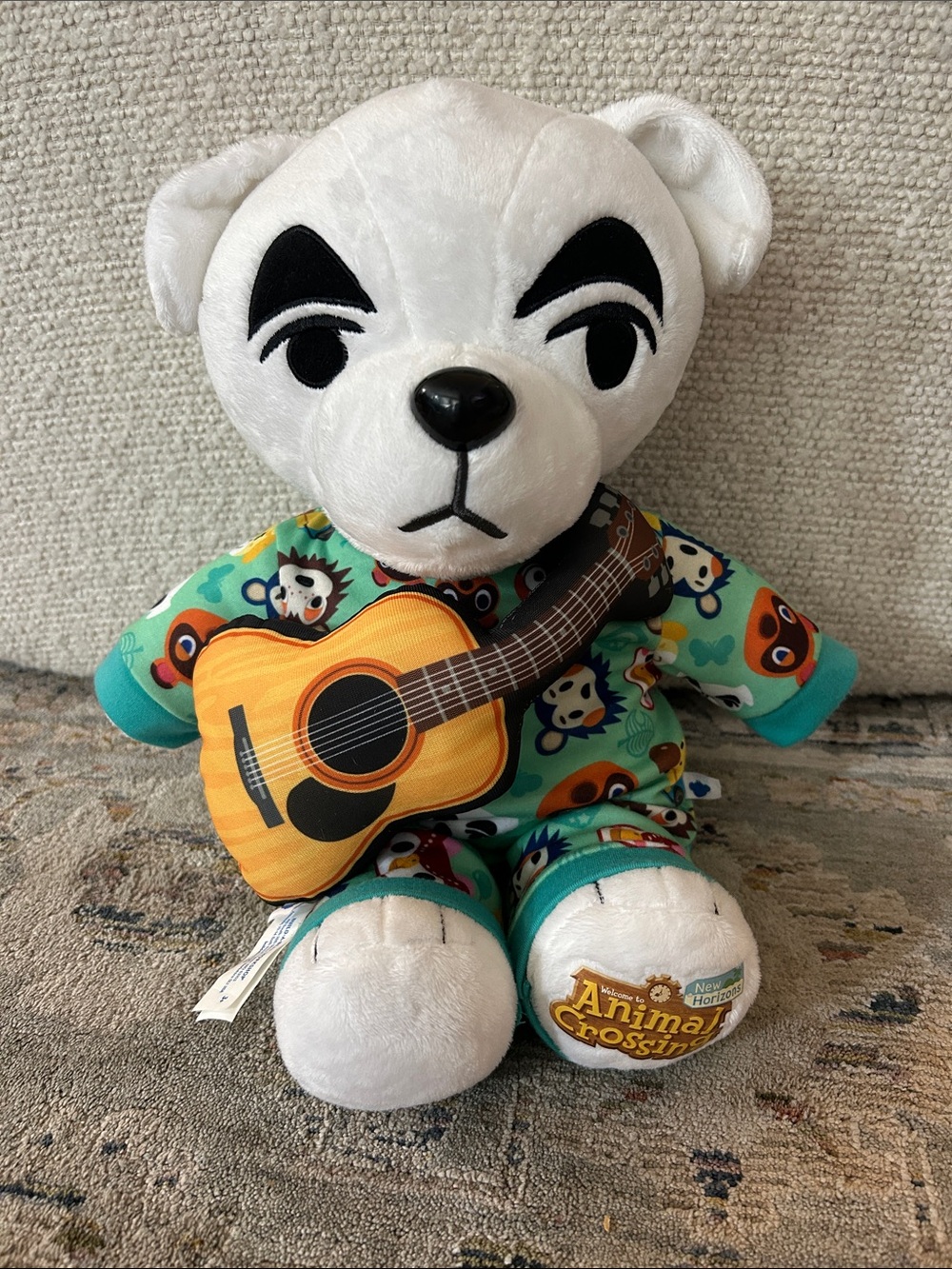 Build-A-Bear White and Teal K.K. Slider Plush with Yellow Guitar